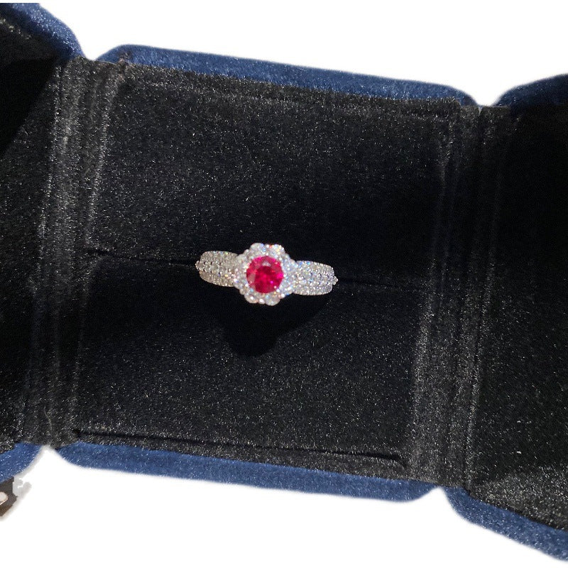 Artificial Gemstone Geometric Ring