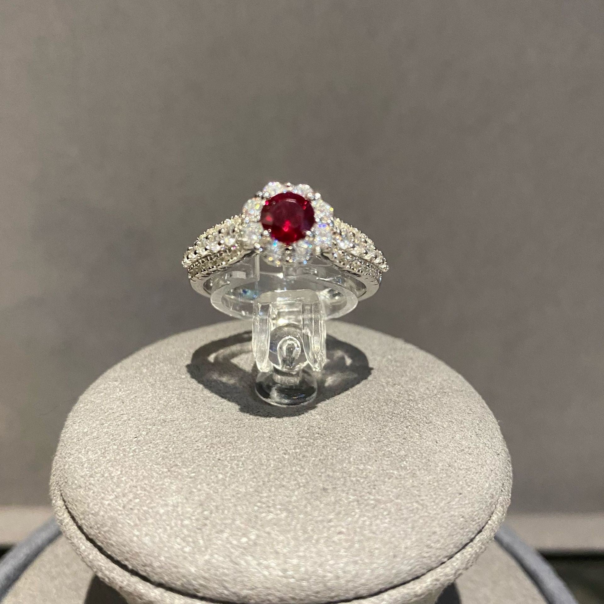 Artificial Gemstone Geometric Ring