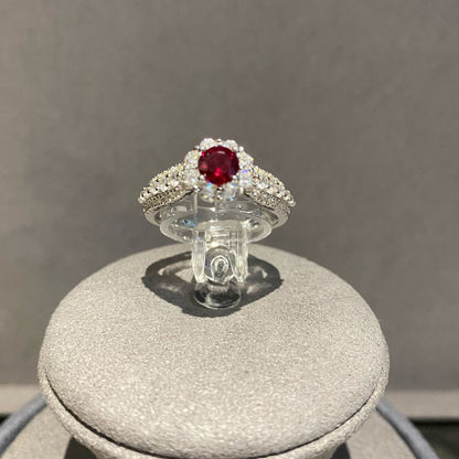 Artificial Gemstone Geometric Ring