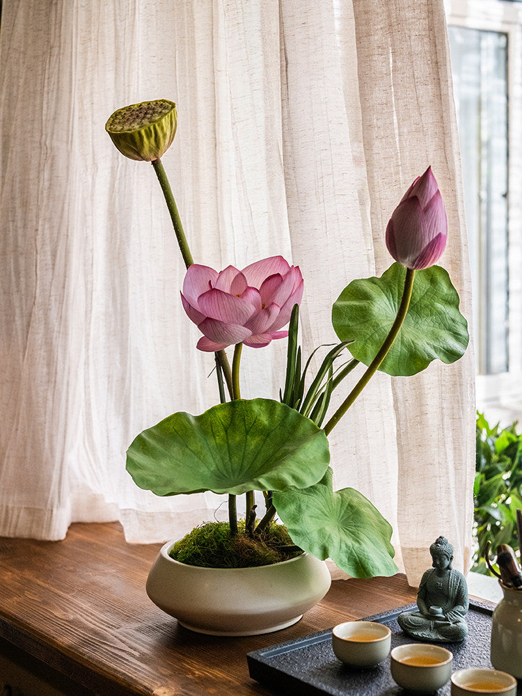 Artificial Lotus Flower Arrangement with Vase