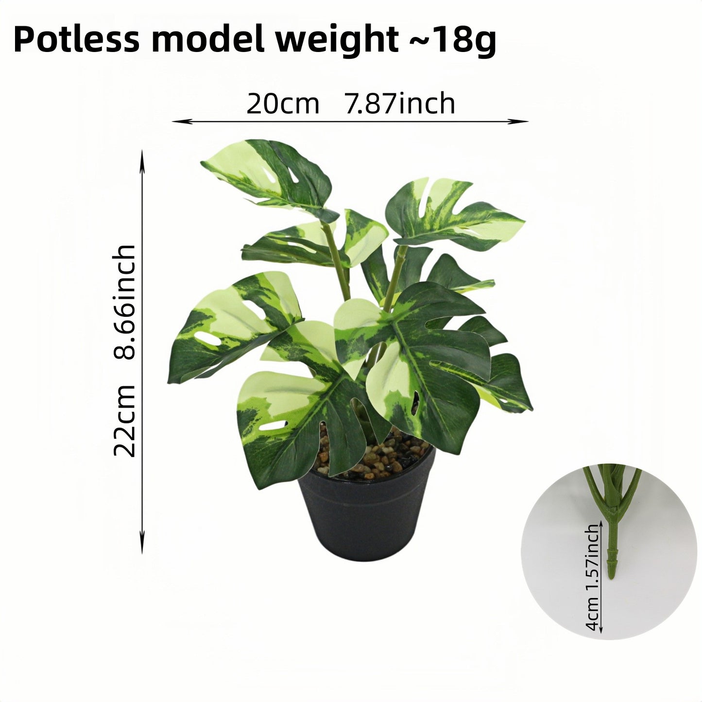Artificial Monstera Plant Small Green Potted Decor