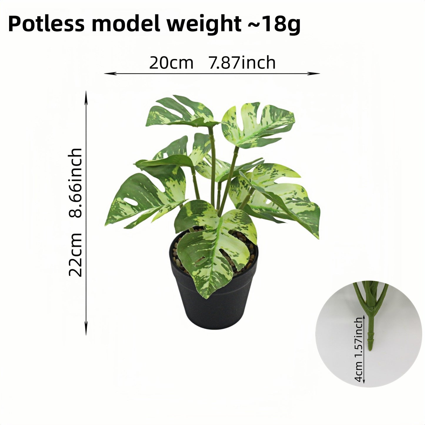 Artificial Monstera Plant Small Green Potted Decor