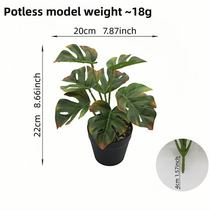 Artificial Monstera Plant Small Green Potted Decor