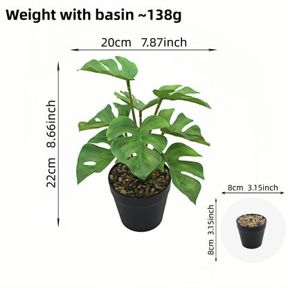 Artificial Monstera Plant Small Green Potted Decor