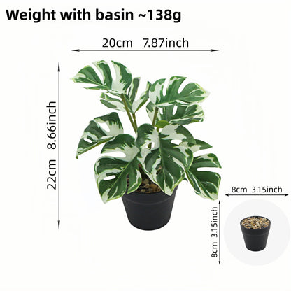 Artificial Monstera Plant Small Green Potted Decor