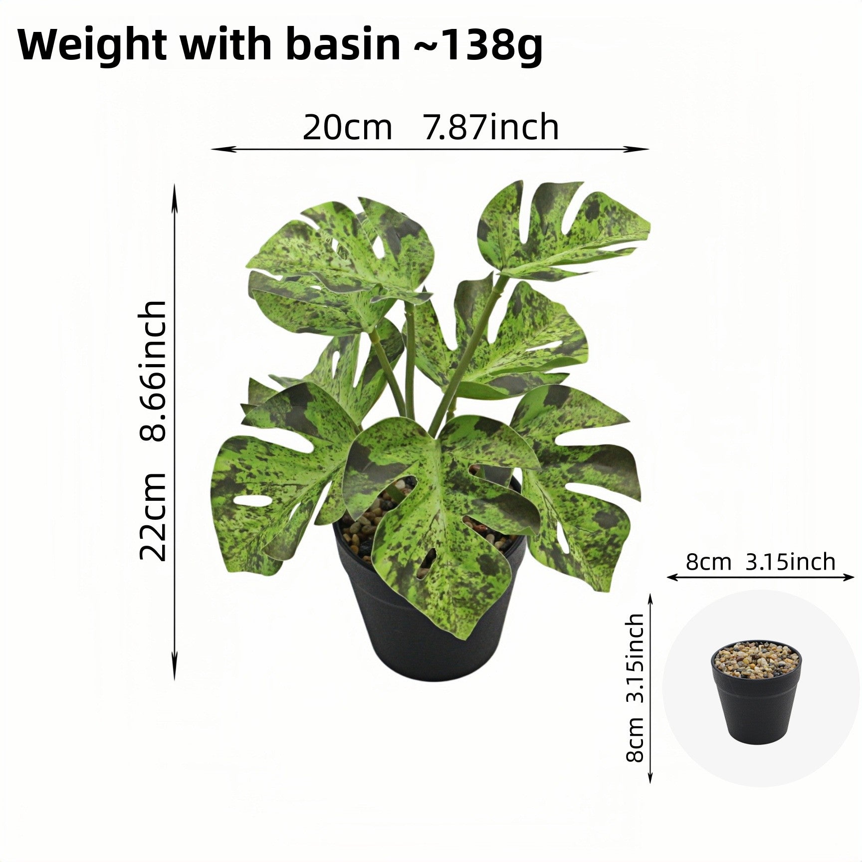 Artificial Monstera Plant Small Green Potted Decor