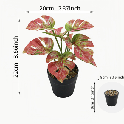 Artificial Monstera Plant Small Green Potted Decor