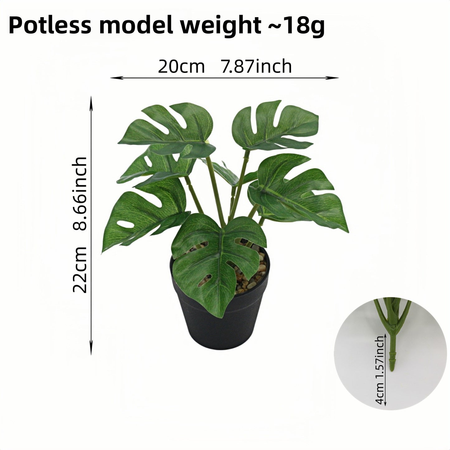 Artificial Monstera Plant Small Green Potted Decor