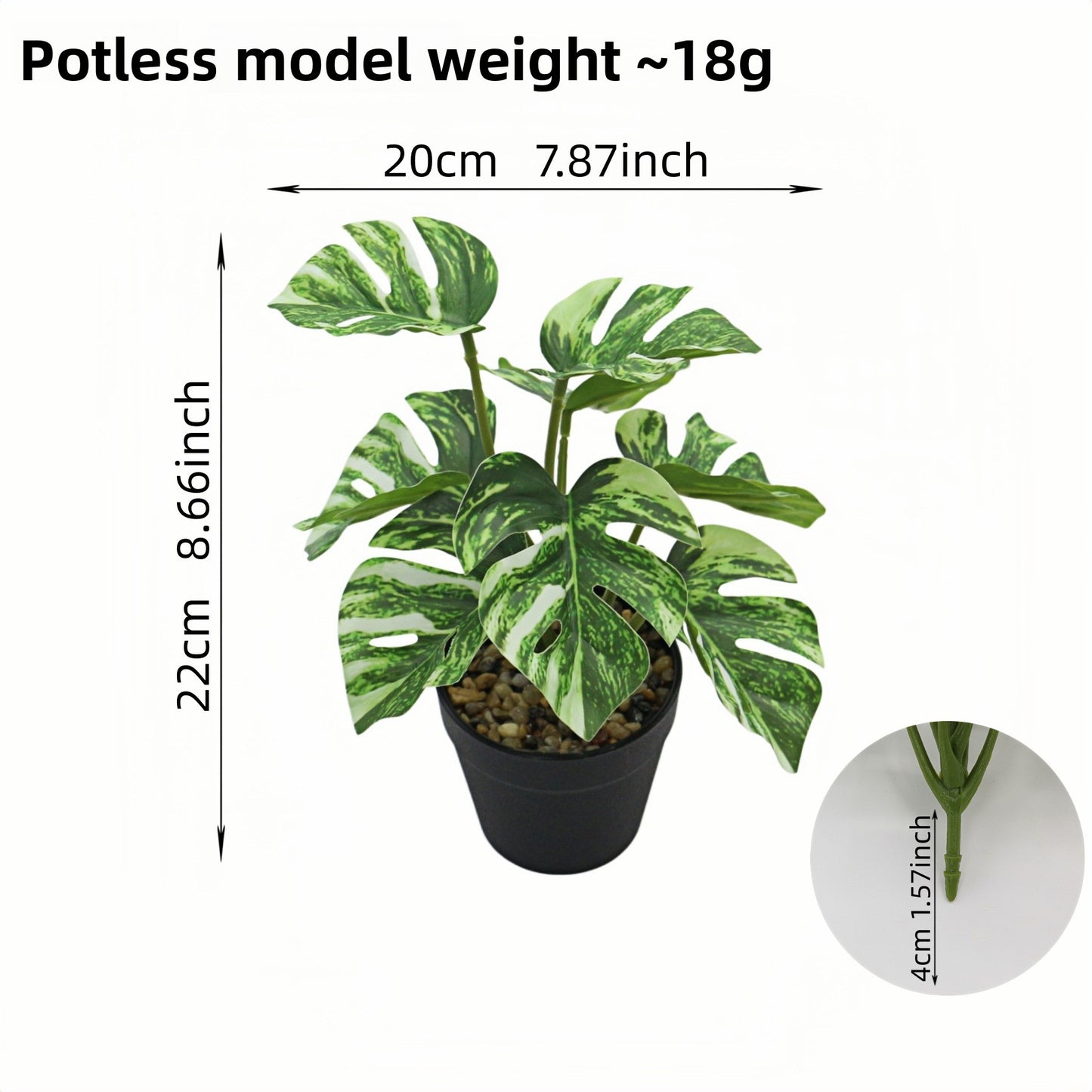 Artificial Monstera Plant Small Green Potted Decor