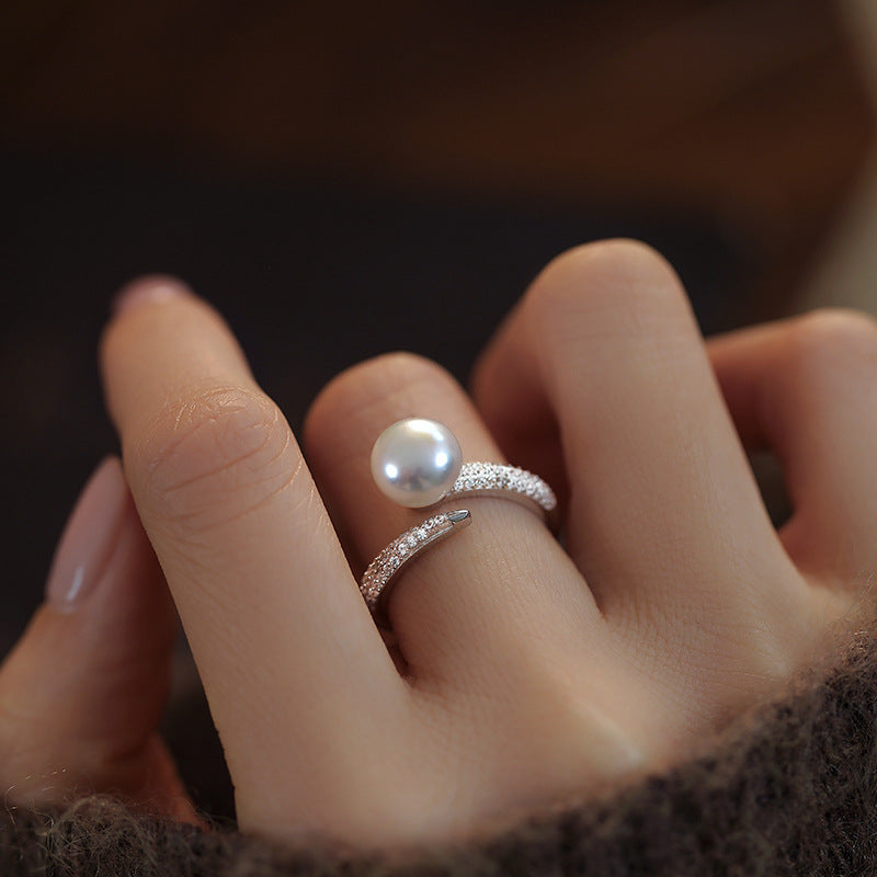 Artificial Pearl Zircon Ring