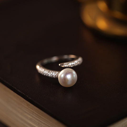 Artificial Pearl Zircon Ring