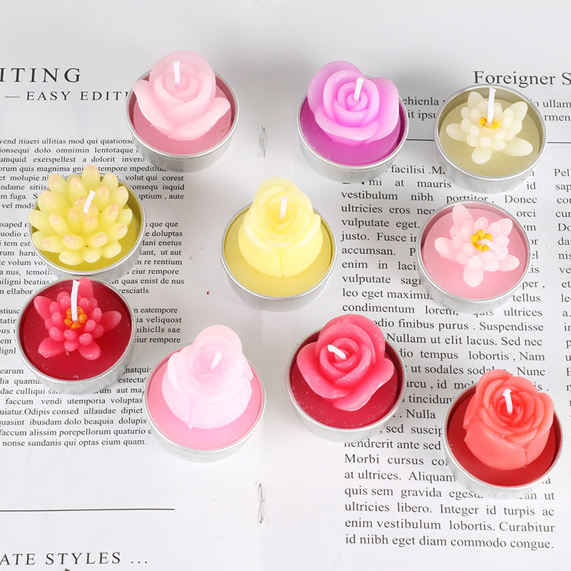 Artificial Succulent Rose Candles