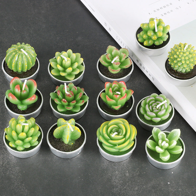 Artificial Succulent Rose Candles