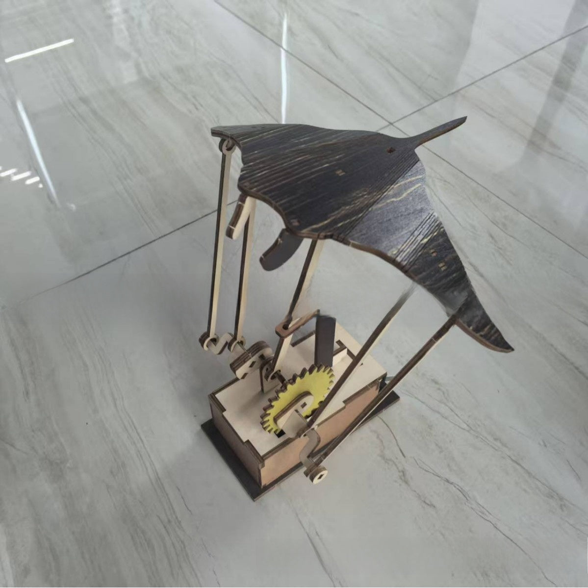 Artisan Wooden Manta Ray Automaton