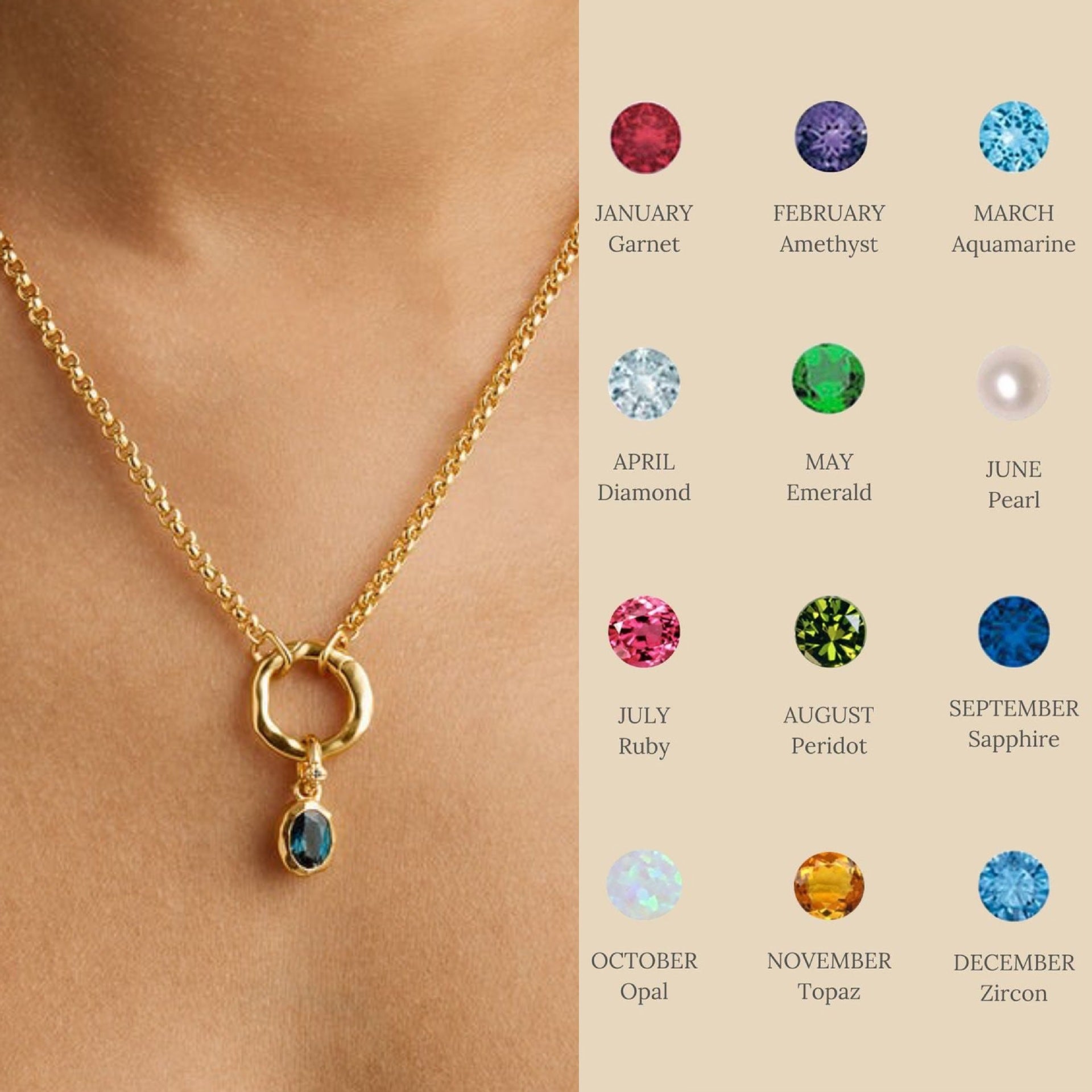 Artistic Birthstone Pendant Necklace