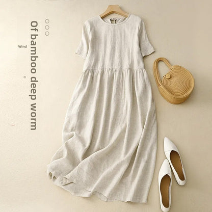 Artistic Hollow-Out Cotton Linen Dress