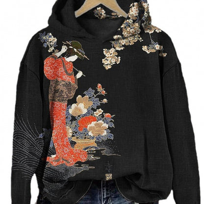 Artistic Print Loose Hoodie