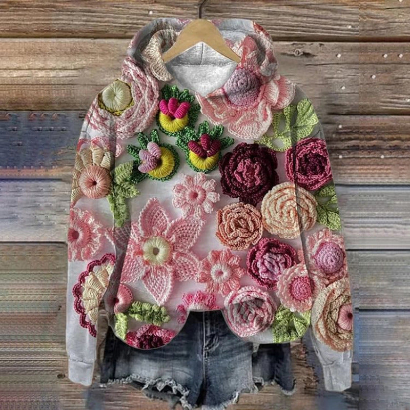 Artistic Print Loose Hoodie
