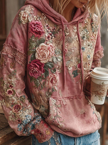 Artistic Print Loose Hoodie