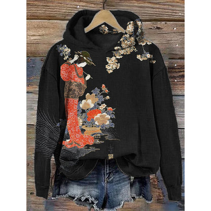 Artistic Print Loose Hoodie