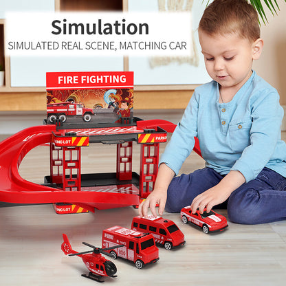 Assembled fire-fighting track toy