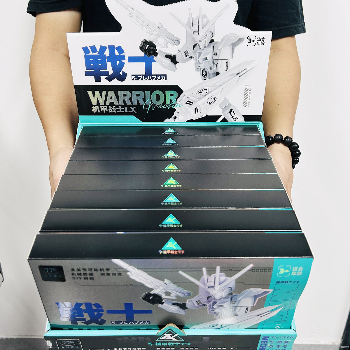 Assembled mecha warrior building blocks