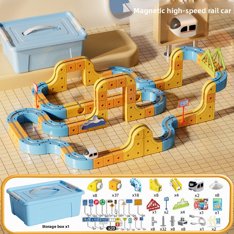 Assembled toy building blocks