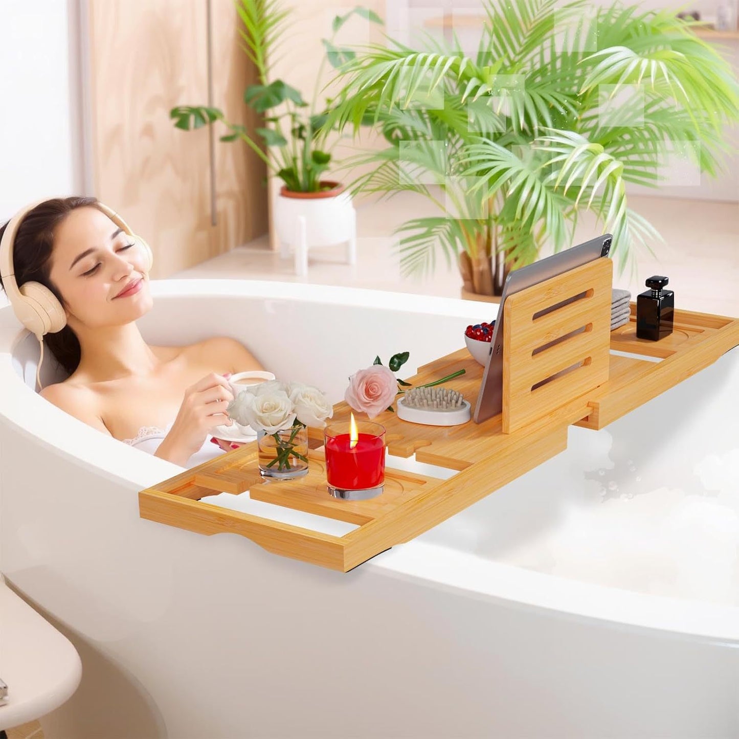 Assembly of the adjustable anti-slip bathroom bathtub shelf