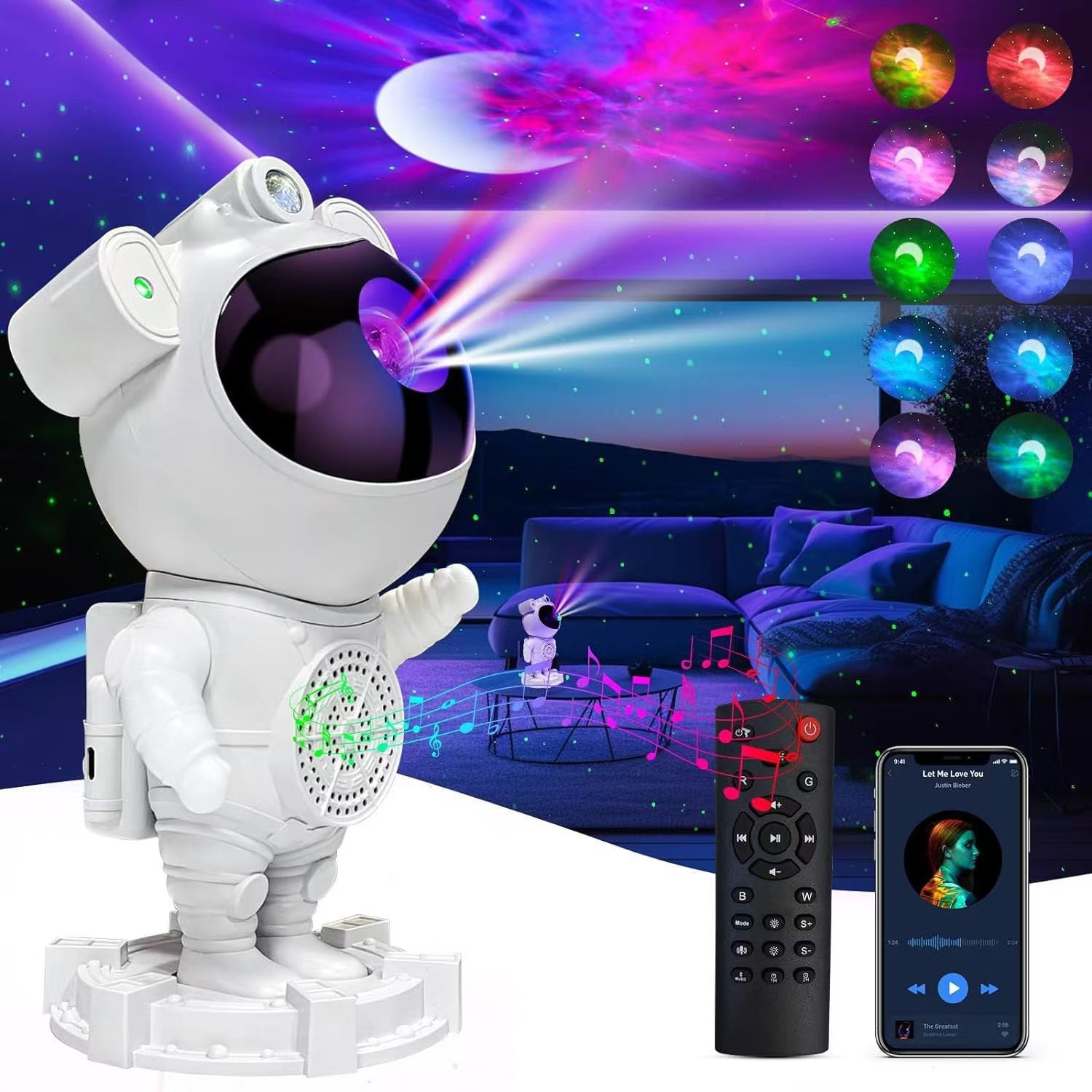 Astronaut Bluetooth Speaker with Star Projection