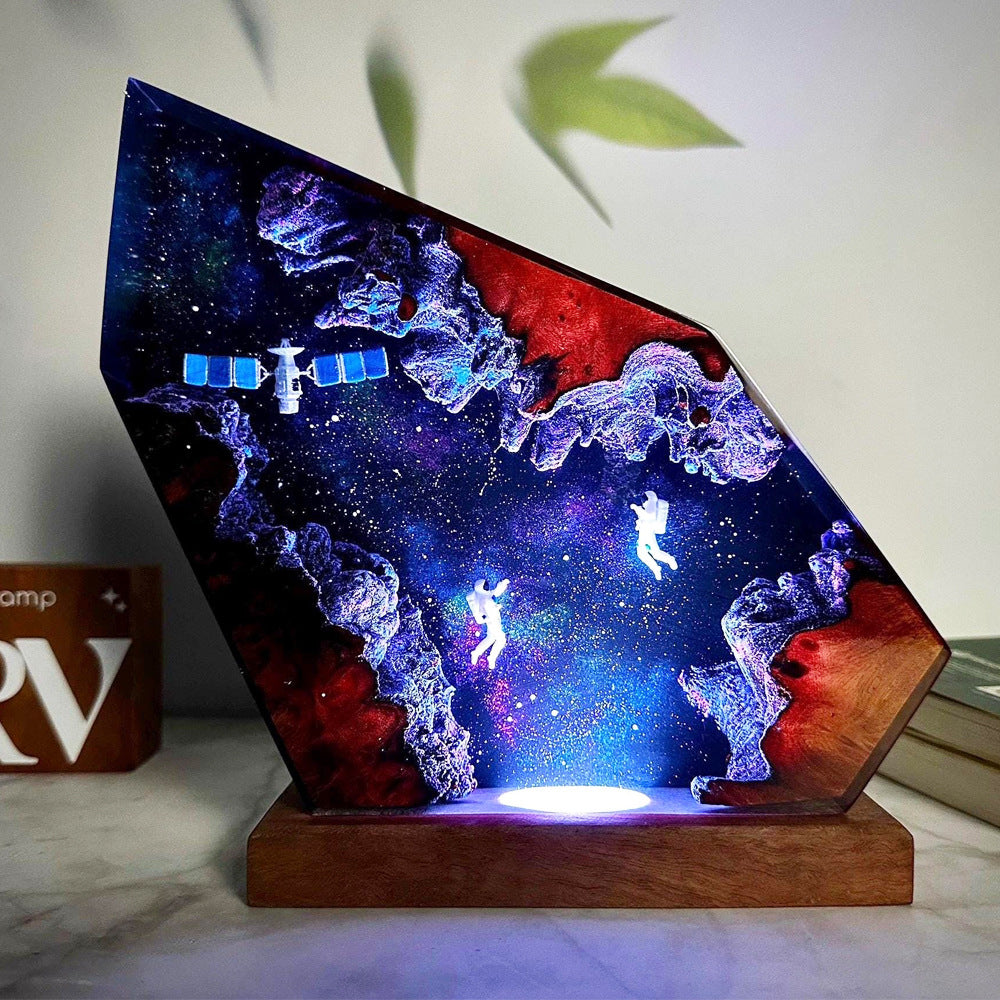 Astronaut Satellite Epoxy Resin Night Light