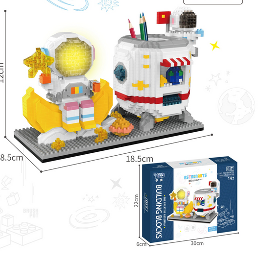 Astronaut Theme Glow Micro-Particle Building Blocks