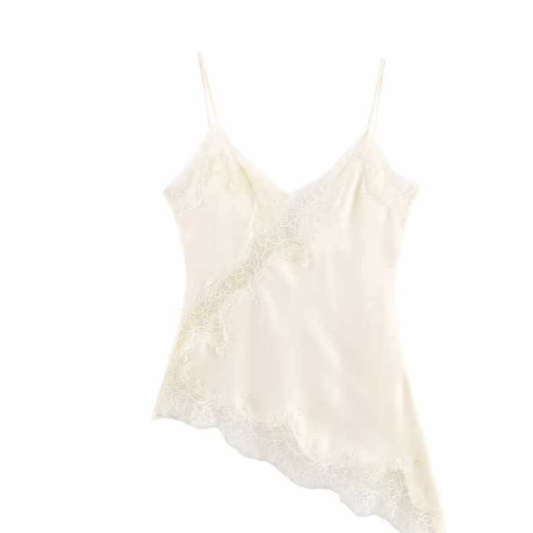 Asymmetric Lace Satin Suspender Dress