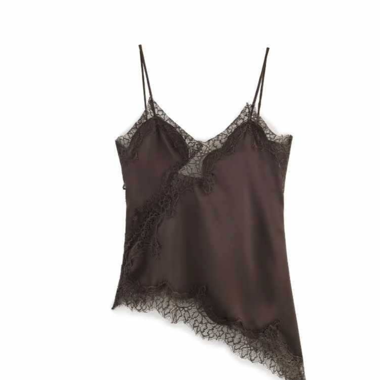 Asymmetric Lace Satin Suspender Dress