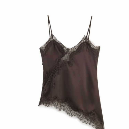 Asymmetric Lace Satin Suspender Dress