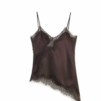 Asymmetric Lace Satin Suspender Dress