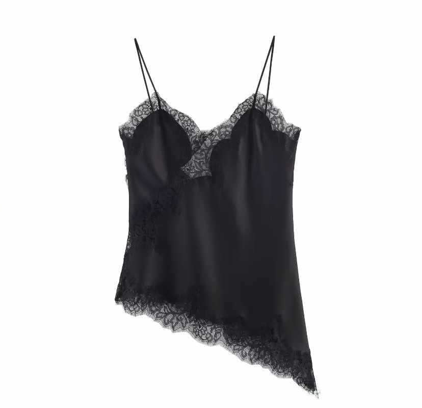 Asymmetric Lace Satin Suspender Dress