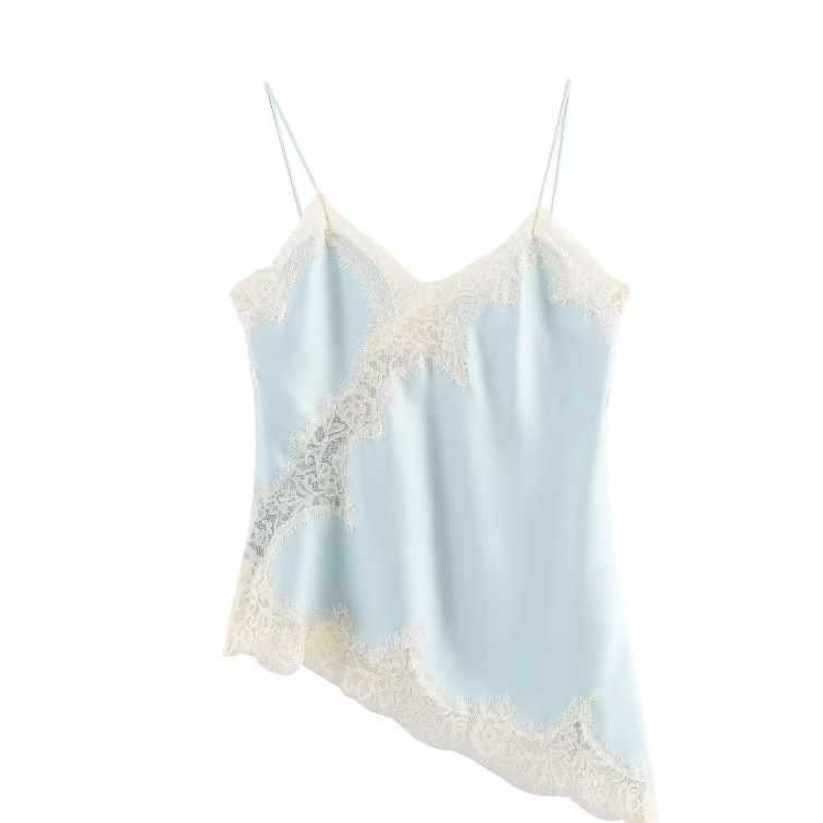 Asymmetric Lace Satin Suspender Dress