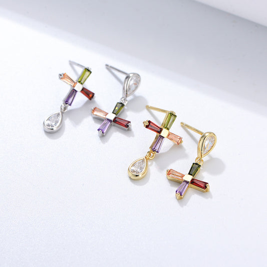 Asymmetrical Cross Earrings