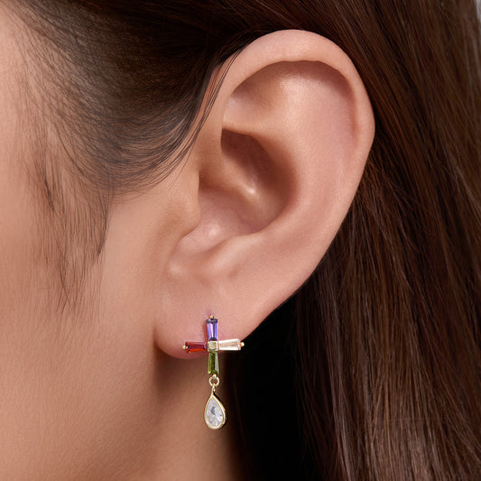 Asymmetrical Cross Earrings
