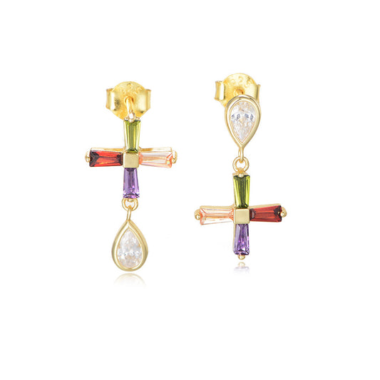Asymmetrical Cross Earrings