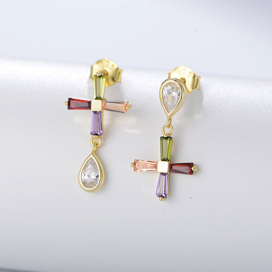 Asymmetrical Cross Earrings