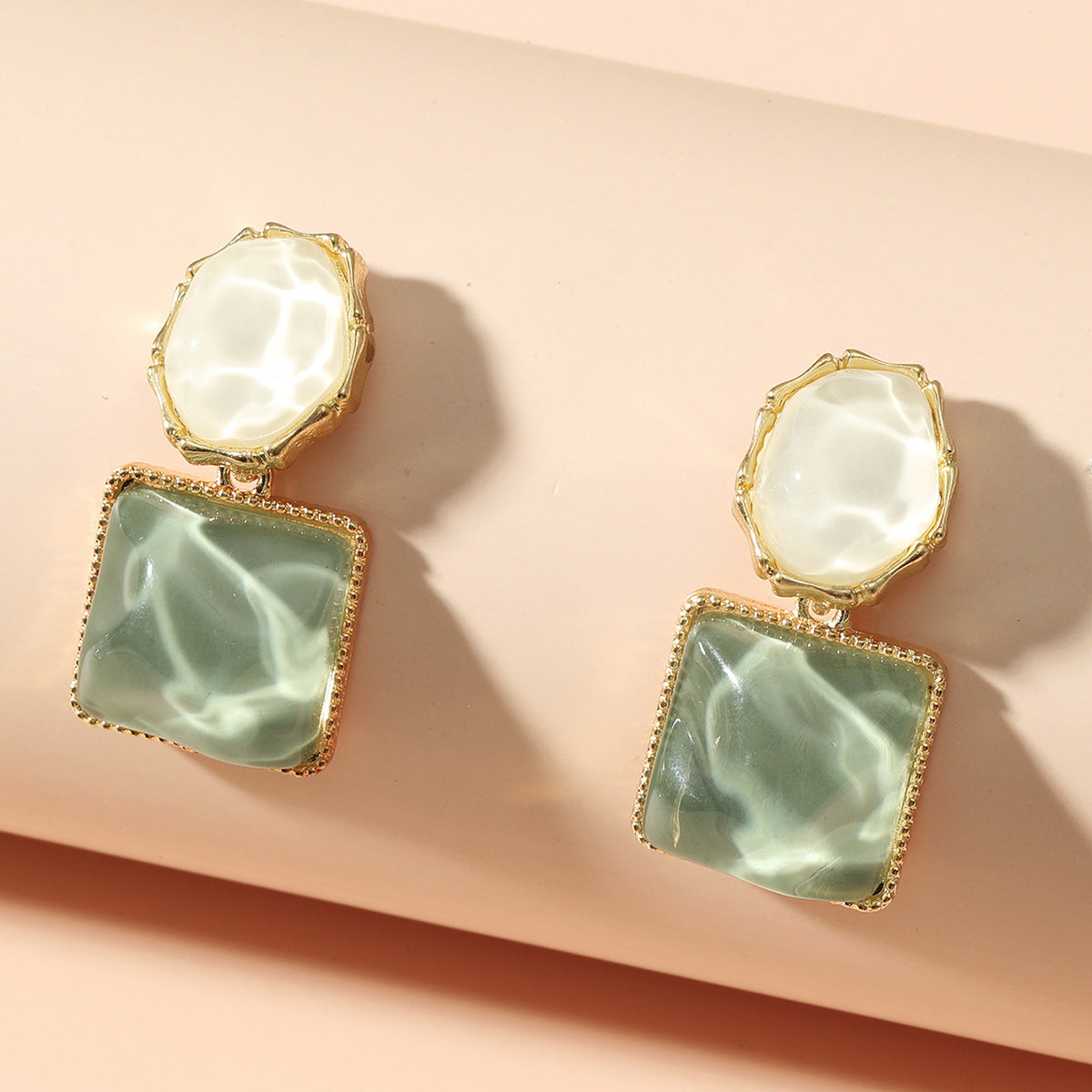 Asymmetrical Geometric Square Earrings Korean Design Lightweight