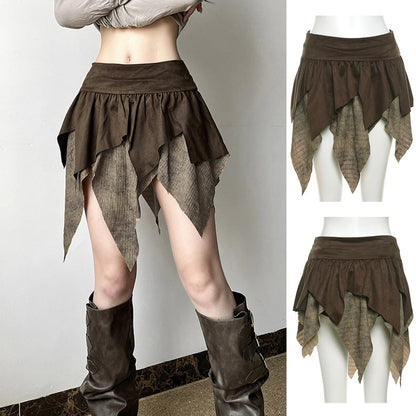 Asymmetrical High Waist A-Line Skirt