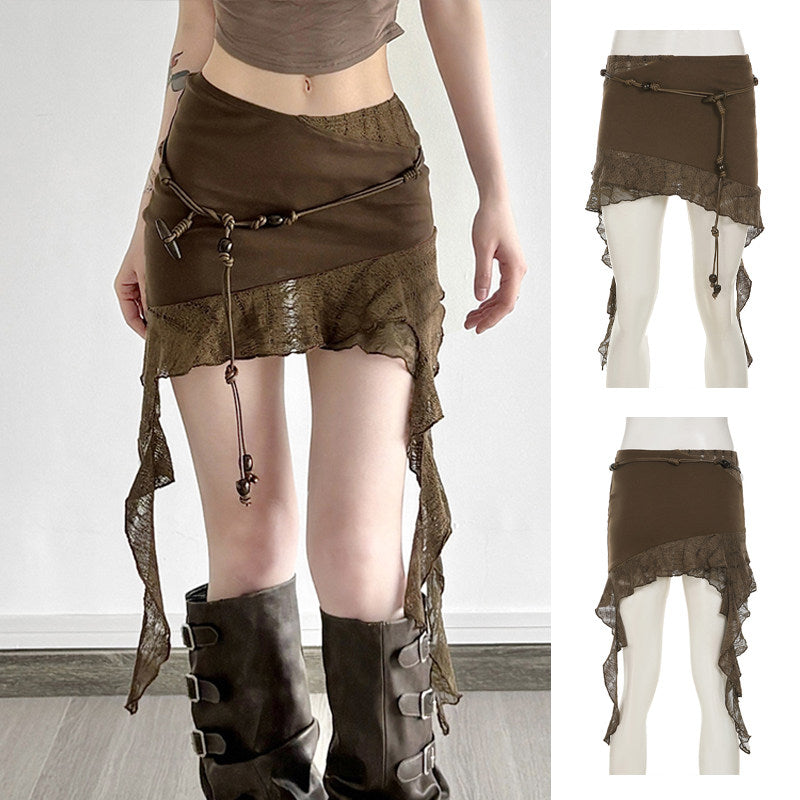 Asymmetrical High Waist A-Line Skirt