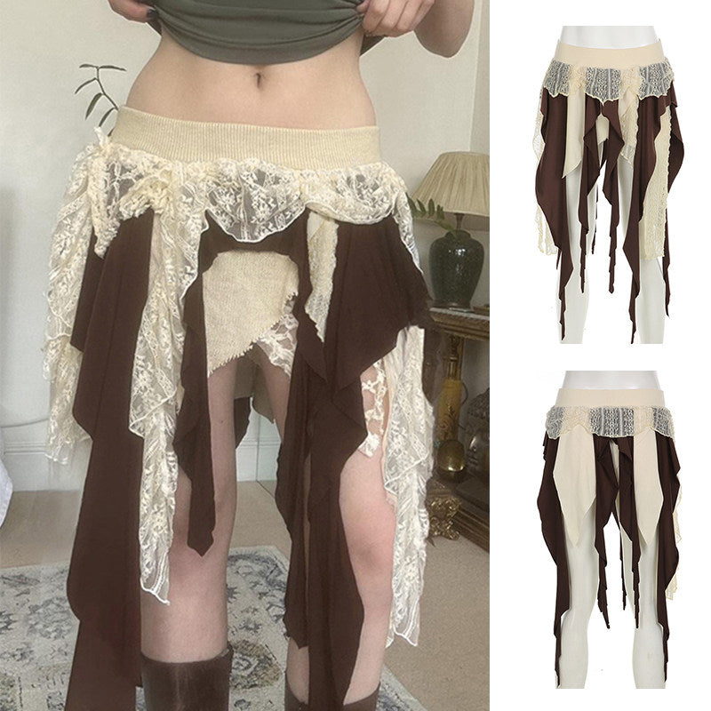 Asymmetrical High Waist A-Line Skirt