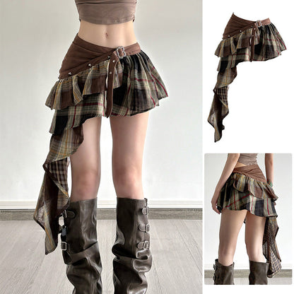 Asymmetrical High Waist A-Line Skirt