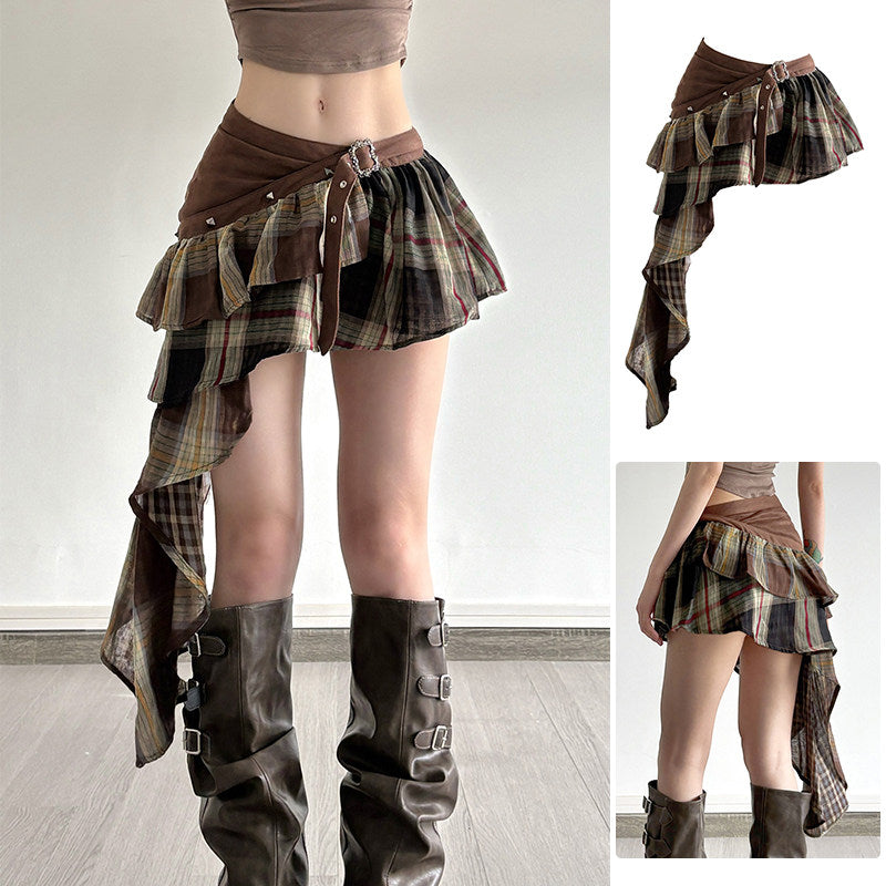 Asymmetrical High Waist A-Line Skirt
