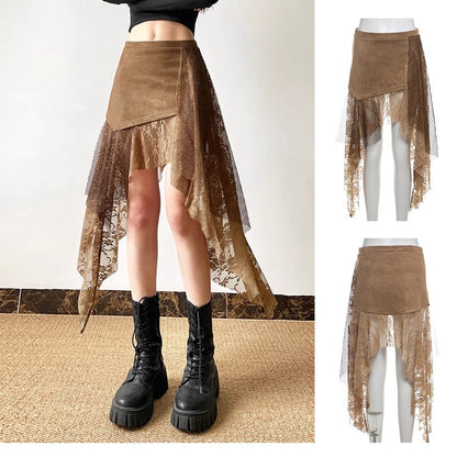 Asymmetrical High Waist A-Line Skirt