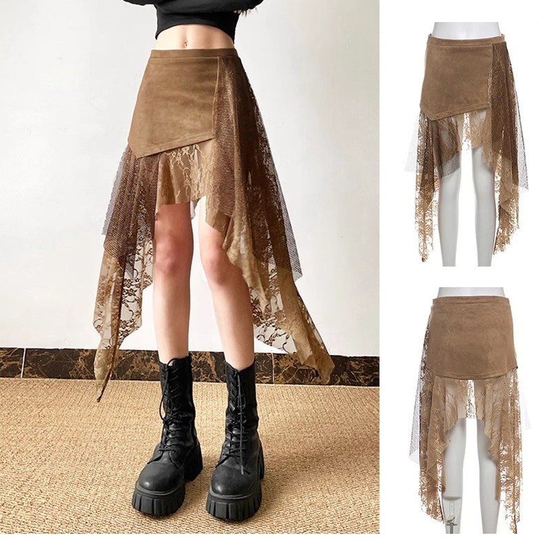 Asymmetrical High Waist A-Line Skirt