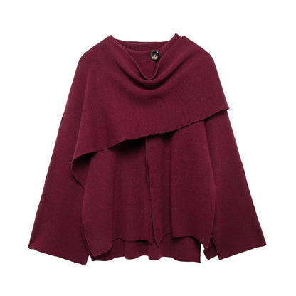 Asymmetrical Scarf Collar Knitted Jacket